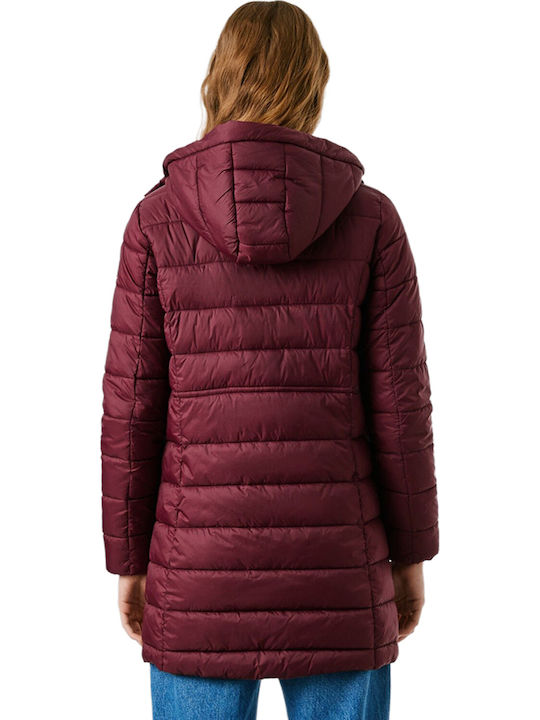 Κοντό Γυναικείο Μπουφάν για Χειμώνα Merlot Red