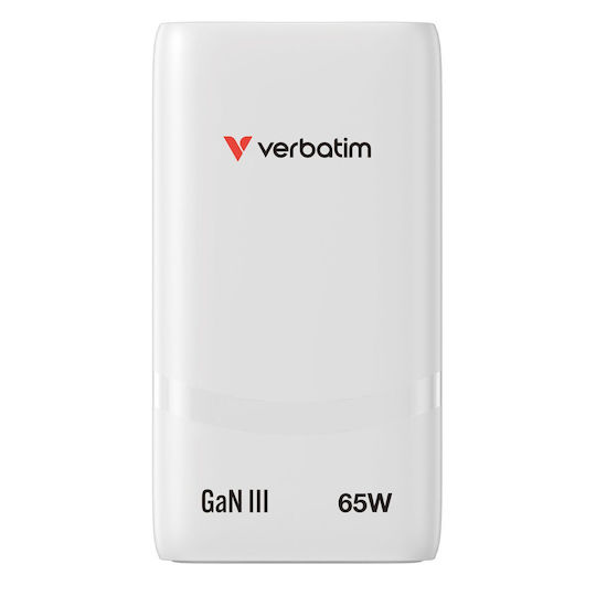 Verbatim GaN Wireless Charger with 2 USB-C Output Ports 65W Power Delivery White (Fold 'n' Go)