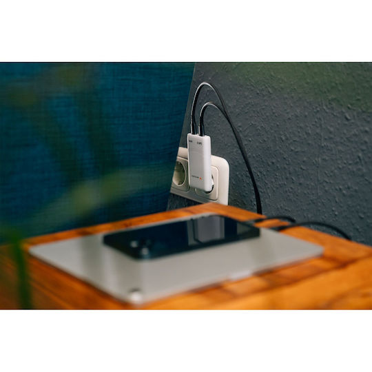 Verbatim GaN Wireless Charger with 2 USB-C Output Ports 65W Power Delivery White (Fold 'n' Go)