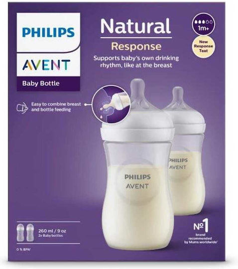 Philips Πλαστικό Μπιμπερό Κατά των Κολικών με Θηλή Σιλικόνης για 0+ μηνών Διάφανο 260ml