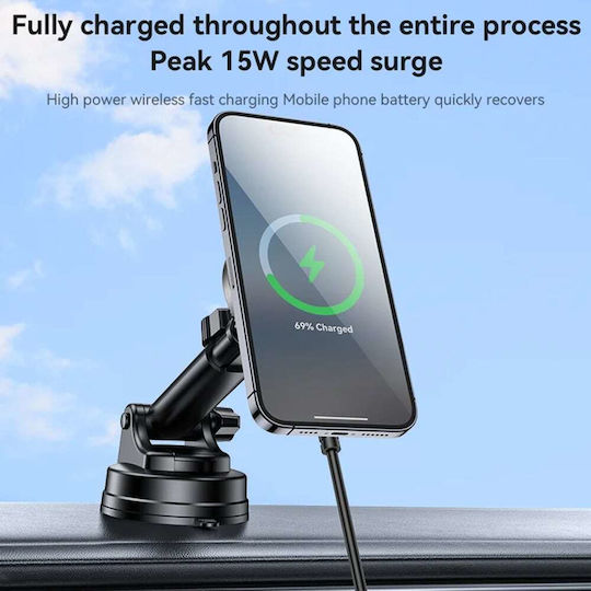 Yesido Suport Auto pentru Telefon cu magnet și Încărcare Wireless Neagră