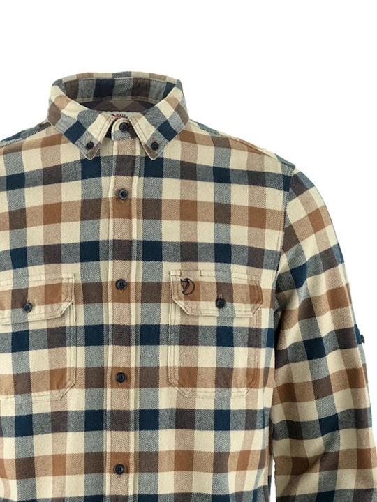 Skog Shirt Long-sleeved Cotton Shirt Grey/beige/dark blue