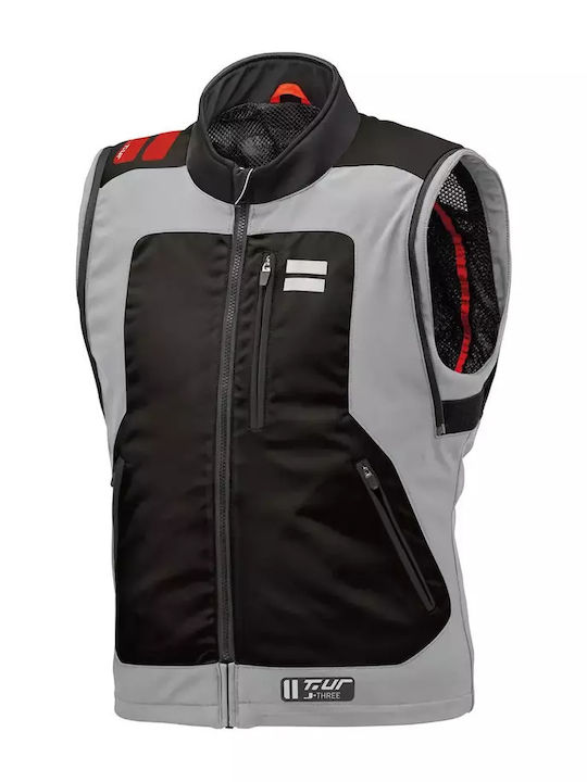 T.ur J-Three Arm Link Winter Men's Motorcycle Jacket Waterproof Light Grey-Red
