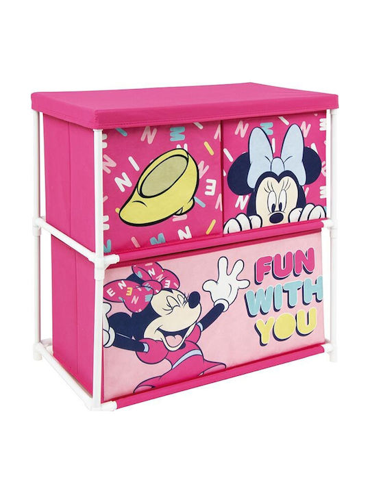 Σύστημα Αποθήκευσης Παιχνιδιών από Ύφασμα Minnie Mouse Φούξια 60x53x30cm 3τμχ