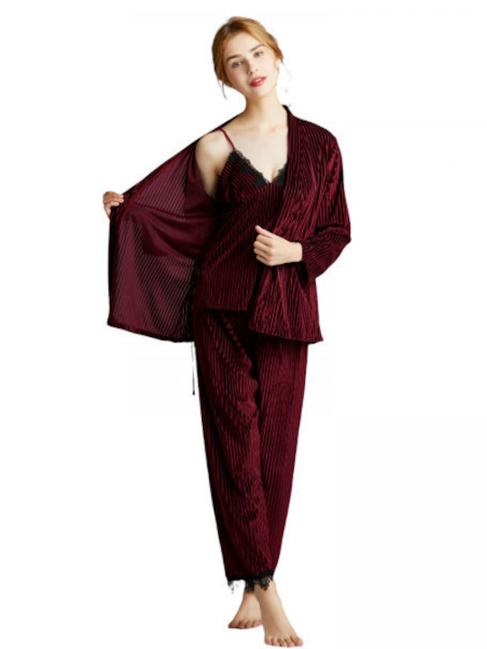 Intimonna Winter Damen Pyjama-Set Burgundy