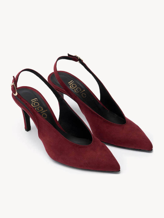 Ligglo Suede Μυτερές Γόβες με Λουράκι