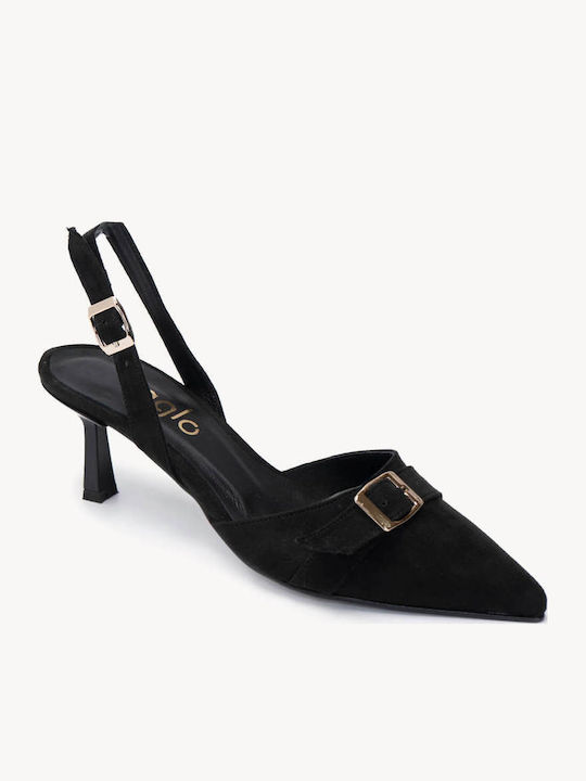 Ligglo Suede Μυτερές Γόβες με Λουράκι