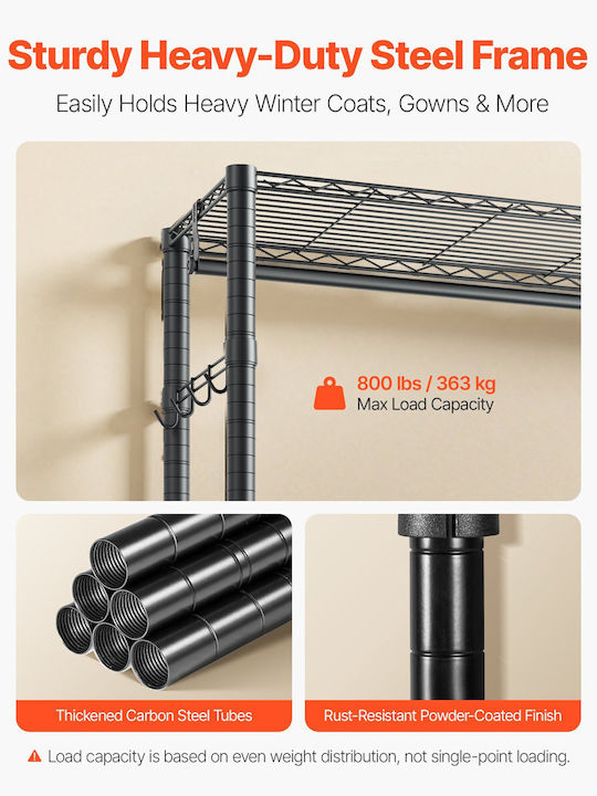 Vevor Floor Garment Rack made of Metal Black