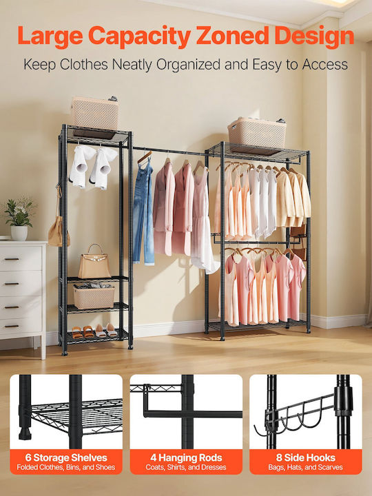 Vevor Floor Garment Rack made of Metal Black