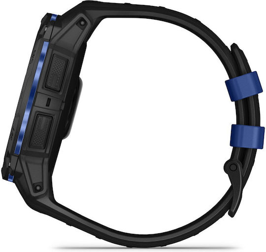 Garmin Instinct 3 AMOLED Aluminium 50mm Waterproof Smartwatch with Heart Rate Monitor (Black/Bolt Blue Band)