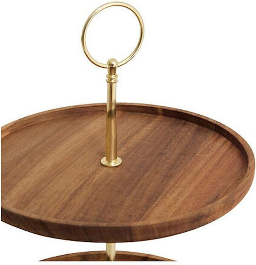Secret de Gourmet Wooden Dessert Tower Stand with 2 Tiers Gold Ø25cmxY25cm 29.7x25x25cm