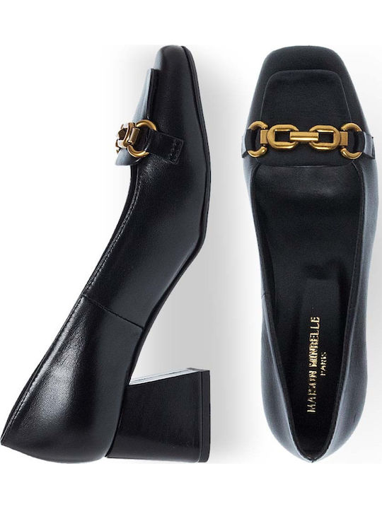 Leather Pointed Toe Black Heels