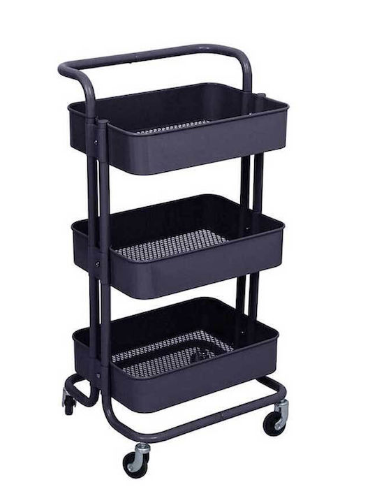 Sidirela Soni Kitchen Trolley Metallic 3 Tiers Gray 42x39x86cm