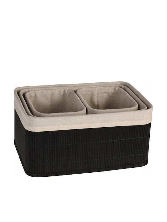H&S Collection Καλάθι Αποθήκευσης Bamboo Μαύρο