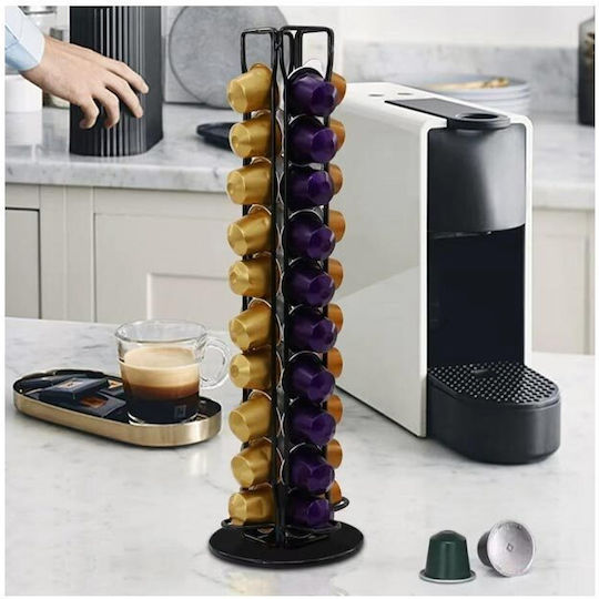 Rotating Metal Capsule Storage Stand Nespresso 40 Capsules 11x5.5x39.5 Cm Aria Trade