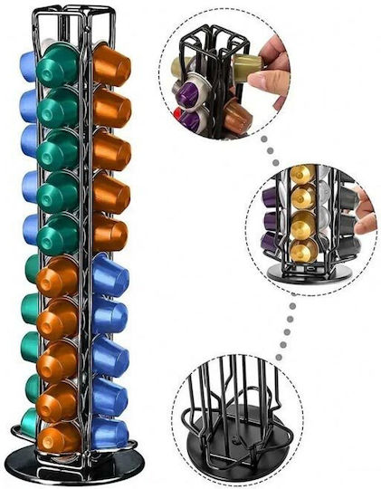 Rotating Metal Capsule Storage Stand Nespresso 40 Capsules 11x5.5x39.5 Cm Aria Trade