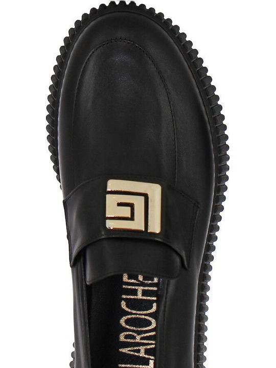 Leather Women's Moccasins in Black Color