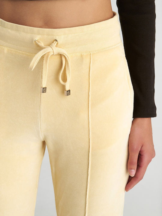 High Waist Sweatpants Flared Velvet White