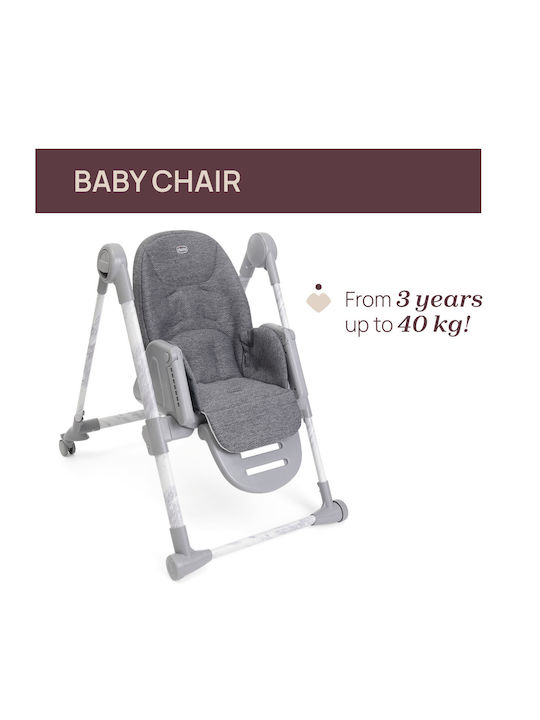 Chicco Polly Armonia Foldable Baby Highchair 3 in 1 with Adjustable Height Carrara