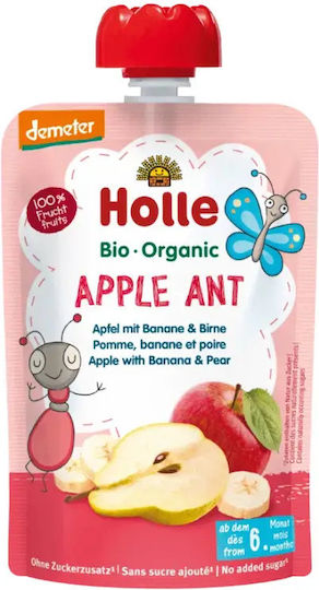 Holle Fruit-Vegetable Puree Fruit cream with Flavor Apple, Banana & Pear No Added Sugar 100gr for 6+ Months