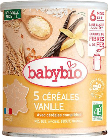 Babybio Βρεφική Κρέμα Δημητριακών με Κινόα με Γεύση Βανίλια Χωρίς Προσθήκη Ζάχαρης 220gr για 6+ Μηνών