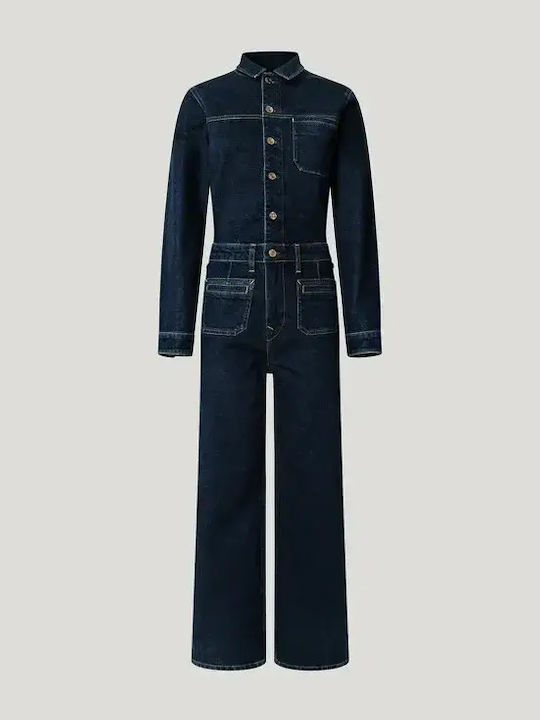 Drop Women's Denim One-piece Suit Jean Blue