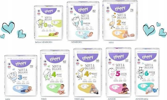 Bella Happy Klebeband-Windeln Soft&Delicate Nr. 2 für 3-6kg 38cm