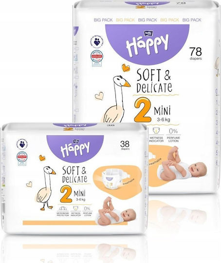Bella Happy Klebeband-Windeln Soft&Delicate Nr. 2 für 3-6kg 38cm