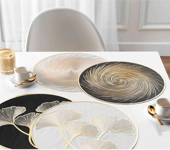 Round Placemat Pvc Spirale Gold Φ38cm