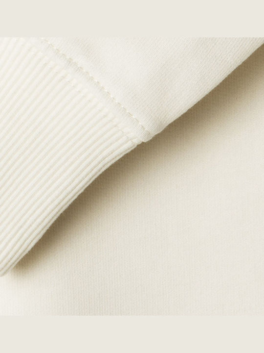 Fleece Επένδυση Παιδικό Φούτερ με Κουκούλα και Τσέπες Λευκή