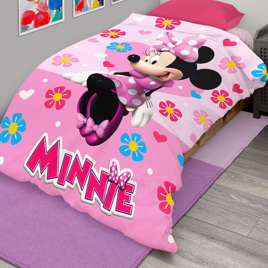 Disney Κουβέρτα Βελουτέ Minnie Pink 160x220εκ.