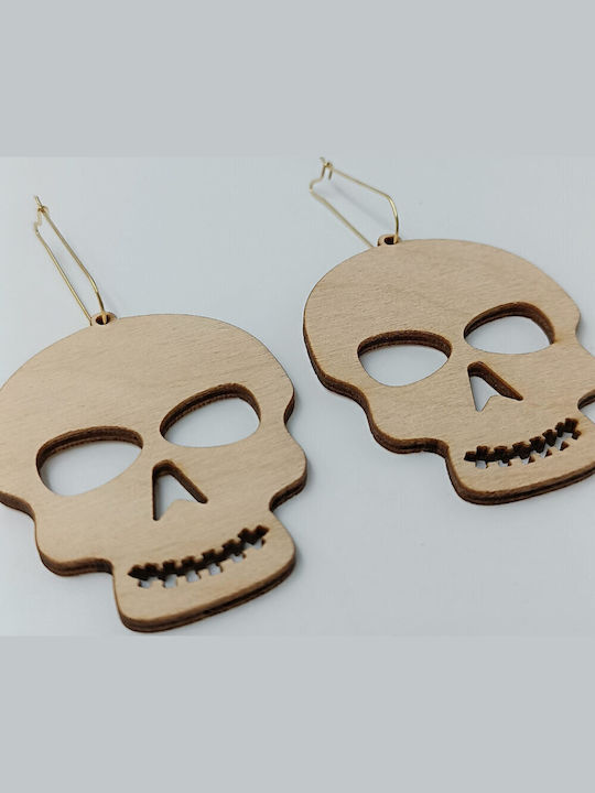 Wooden Skull Engraved Earrings Toxylo