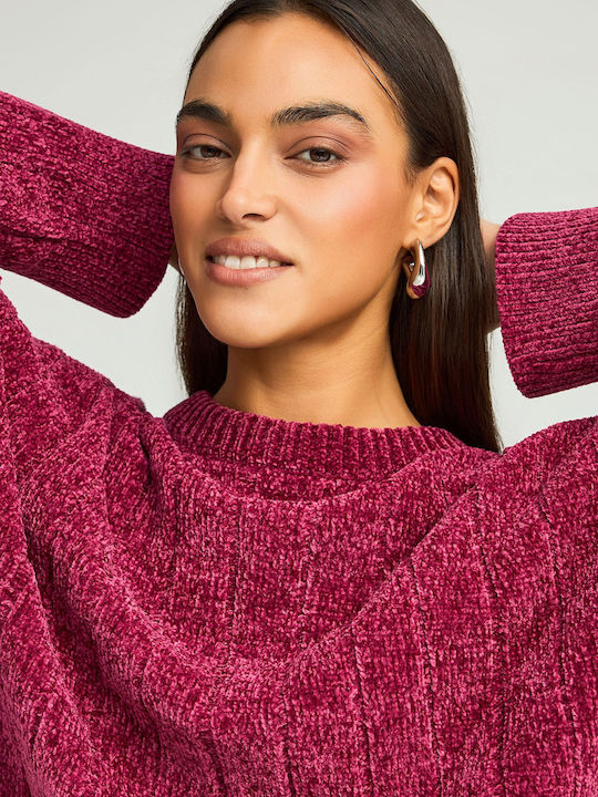 Women's Long Sleeve Sweater Striped Purple