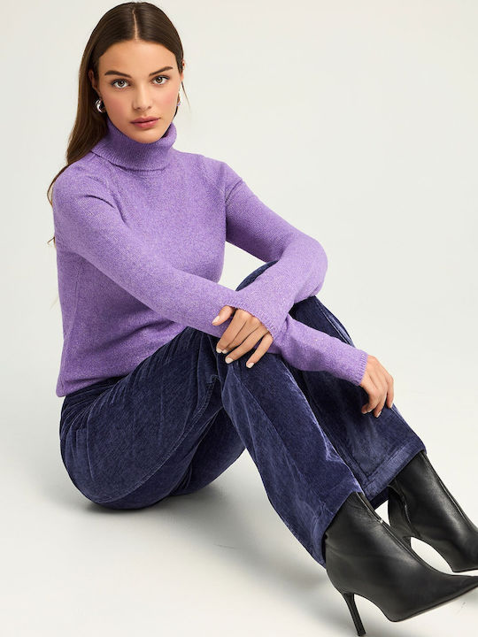Women's Long Sleeve Sweater Turtleneck Lilacc