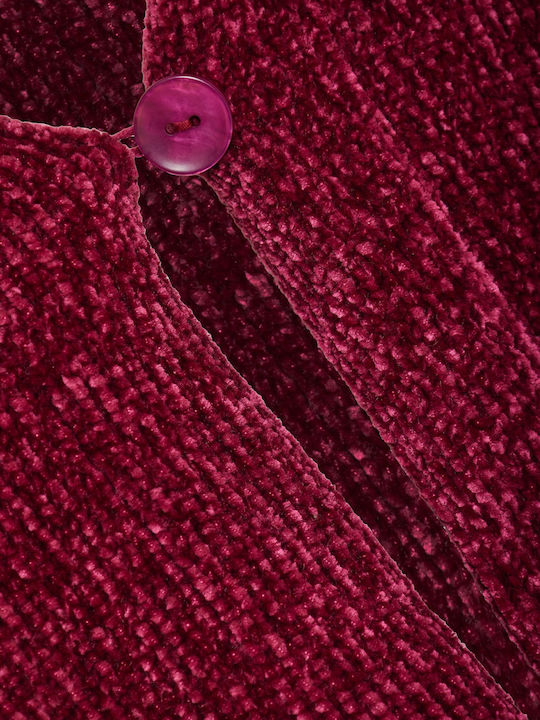 Jachetă de damă tricotată în Burgundy Culoare