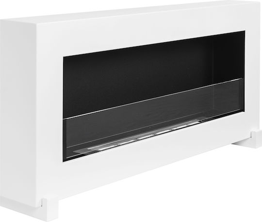 Bioethanol Fireplace Floor White 90cm Box Glass