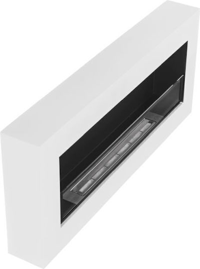 Bioethanol Fireplace Floor White 90cm Box Glass