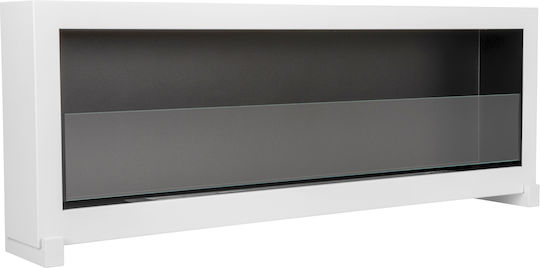Bioethanol Fireplace Standing Box 120cm White Glass