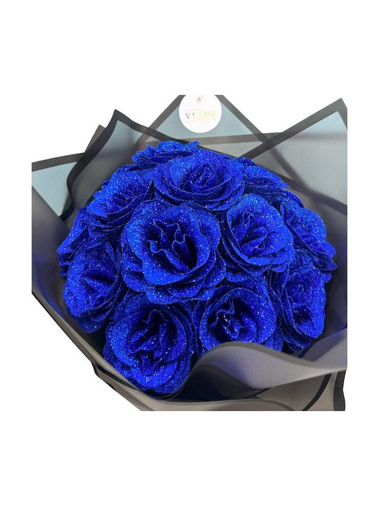 Glitter Roses Bouquet 19 Soap Roses Blue