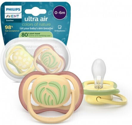 Philips Ultra Ultra Orthodontic Pacifiers Silicone with Case Yellow for 0-6 months 2pcs