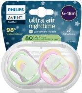 Philips Air Night Orthodontic Pacifiers Silicone Night with Case Beige for 6-18 months 2pcs