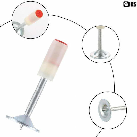 Siks Set De Înlocuire Cuie Rotunde 50 Piese Pistol Capse Oțel Beton Cărămidă Lemn Gips Carton Aac Calibru 7.3 Mm Alb