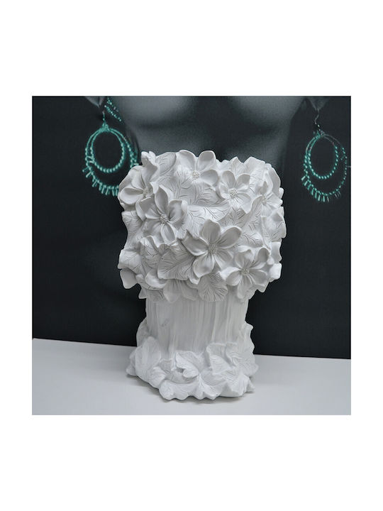 Velve Vază Decorativă Ceramică Alb 33x18x33cm 1buc