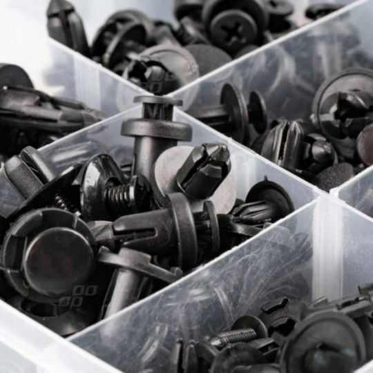 Set 620 Universal Car Plastic Clips Zola Different Sizes Types Pins Black Storage Box