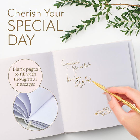 Carte De Dorințe Pentru Nunți Your Perfect Day 180 G/m² 32 Pagini 22 X 22 Cm Carte De Dorințe Albă Cu Aur