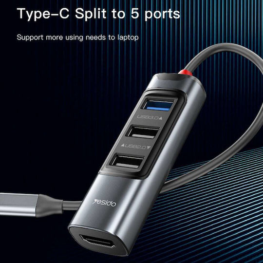 Yesido HB22 USB-C Docking Station με HDMI 4K PD Γκρι