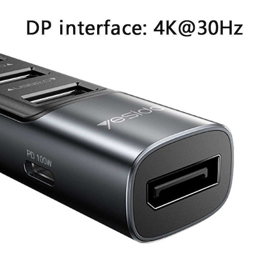 Yesido HB23 USB-C Docking Station mit DisplayPort 4K PD Gray