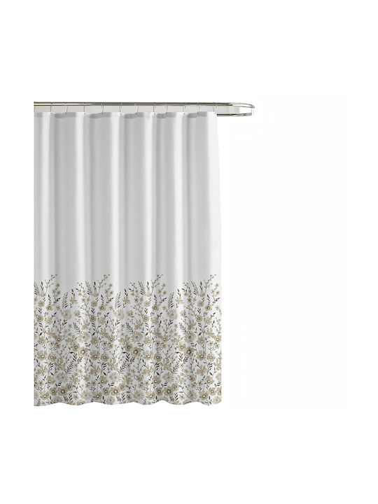 Ankor Flowers Shower Curtain 180x200cm Earthy Tones
