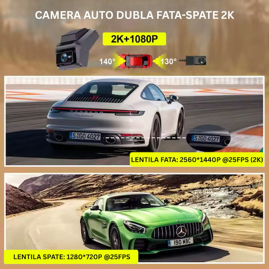 Taggo Σετ Κάμερα DVR Αυτοκινήτου 1440P Wi-Fi, GPS & Κάμερα Οπισθοπορείας