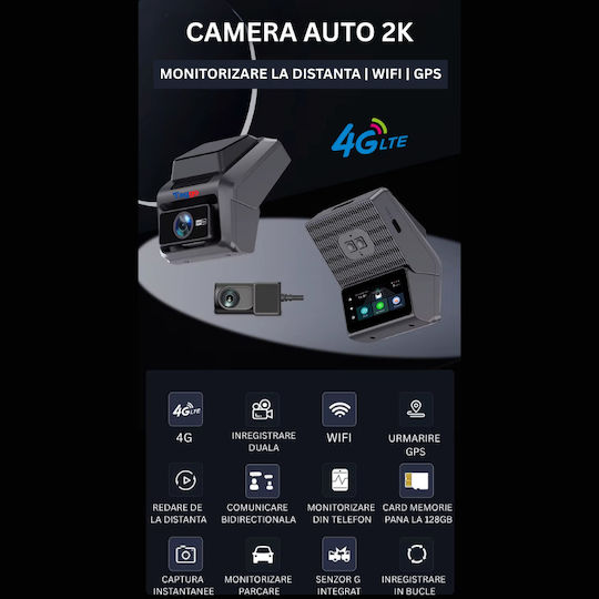 Taggo Σετ Κάμερα DVR Αυτοκινήτου 1440P Wi-Fi, GPS & Κάμερα Οπισθοπορείας